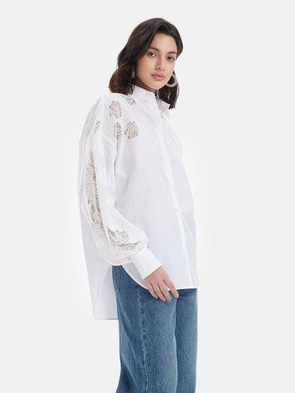 Lace Patchwork Hollow Shirt