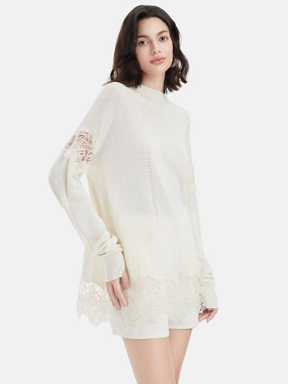 Lace Cutout Crochet Sweater