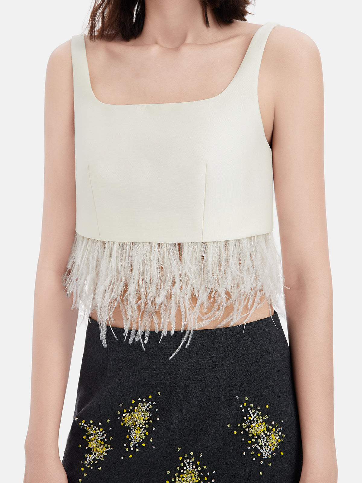 Feather Trim Camisole Top