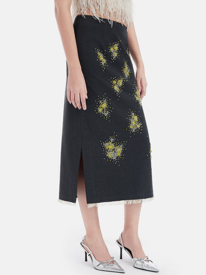 Custom Beaded Midi Skirt