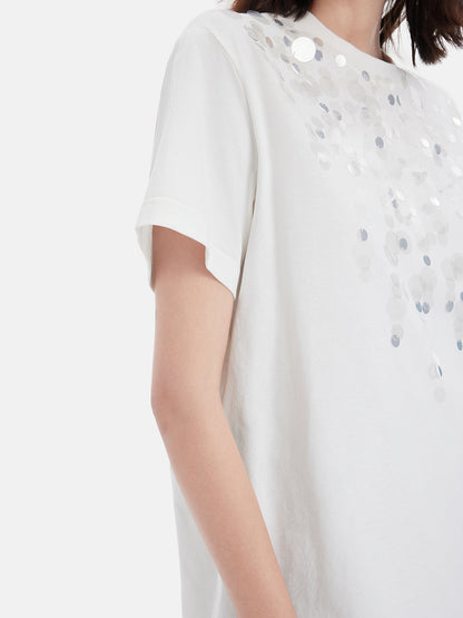 Shimmering Sequin Collar T-Shirt