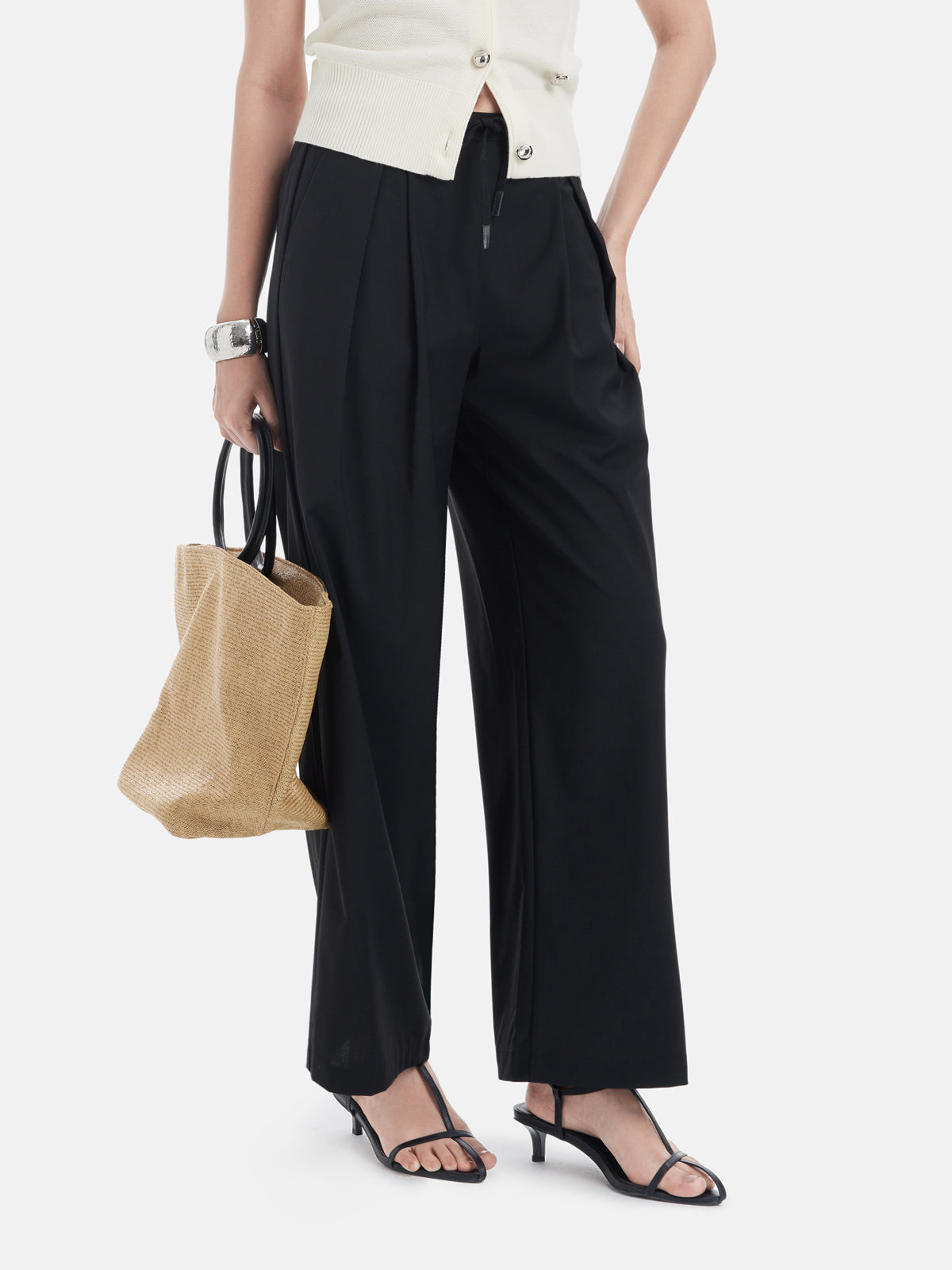 Tailored Pleated Drawstring Trousers