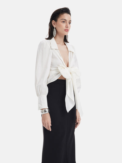 Cross-Tie Belted Shirt