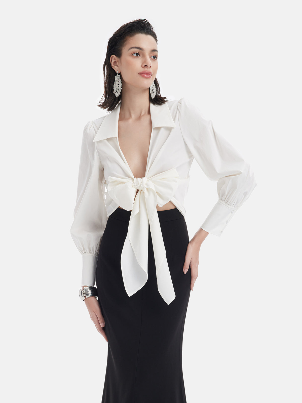 Cross-Tie Belted Shirt