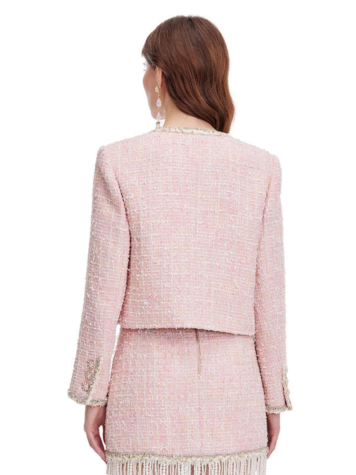 Pink Pearl Tassel Tweed Jacket