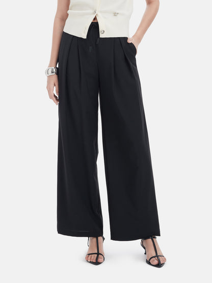 Tailored Pleated Drawstring Trousers