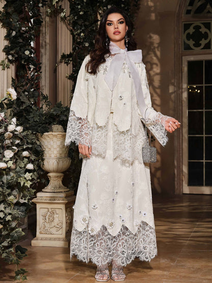 Custom Beaded Lace Jacquard Coat