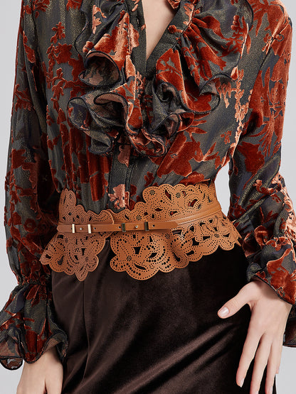 Bohemian Hollow Carved Leather Belt