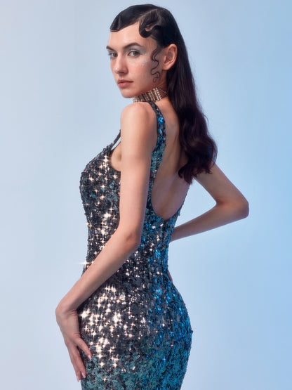 Overlapping Sequin Bodycon Dress