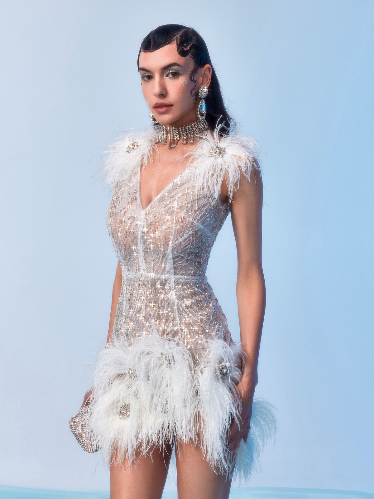 Handmade Ostrich Feather Short Gown