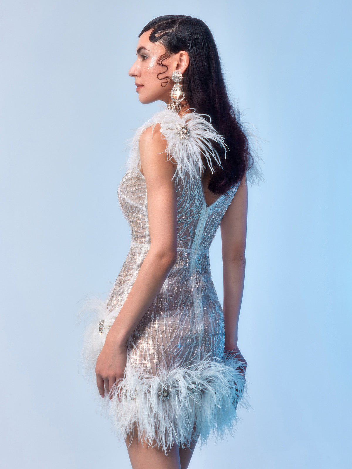 Handmade Ostrich Feather Short Gown