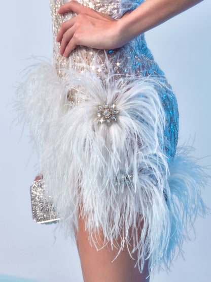 Handmade Ostrich Feather Short Gown