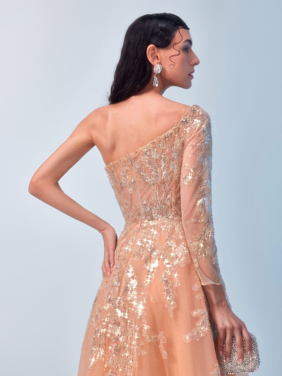 Handcrafted Asymmetric Beaded Gown