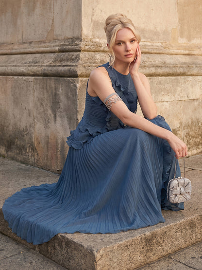 Ruffled Pleated Maxi Dress