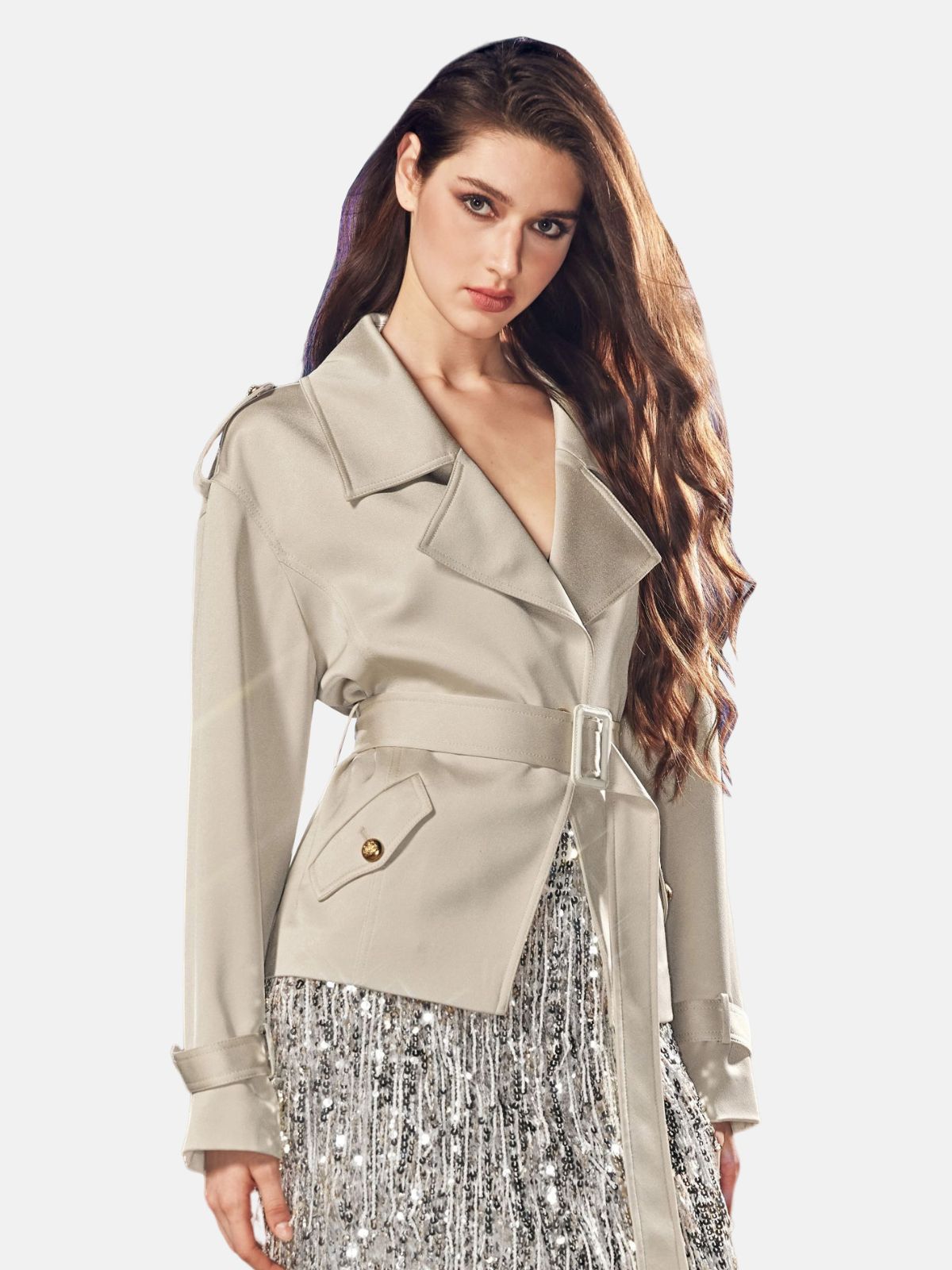 Satin Short Trench Coat