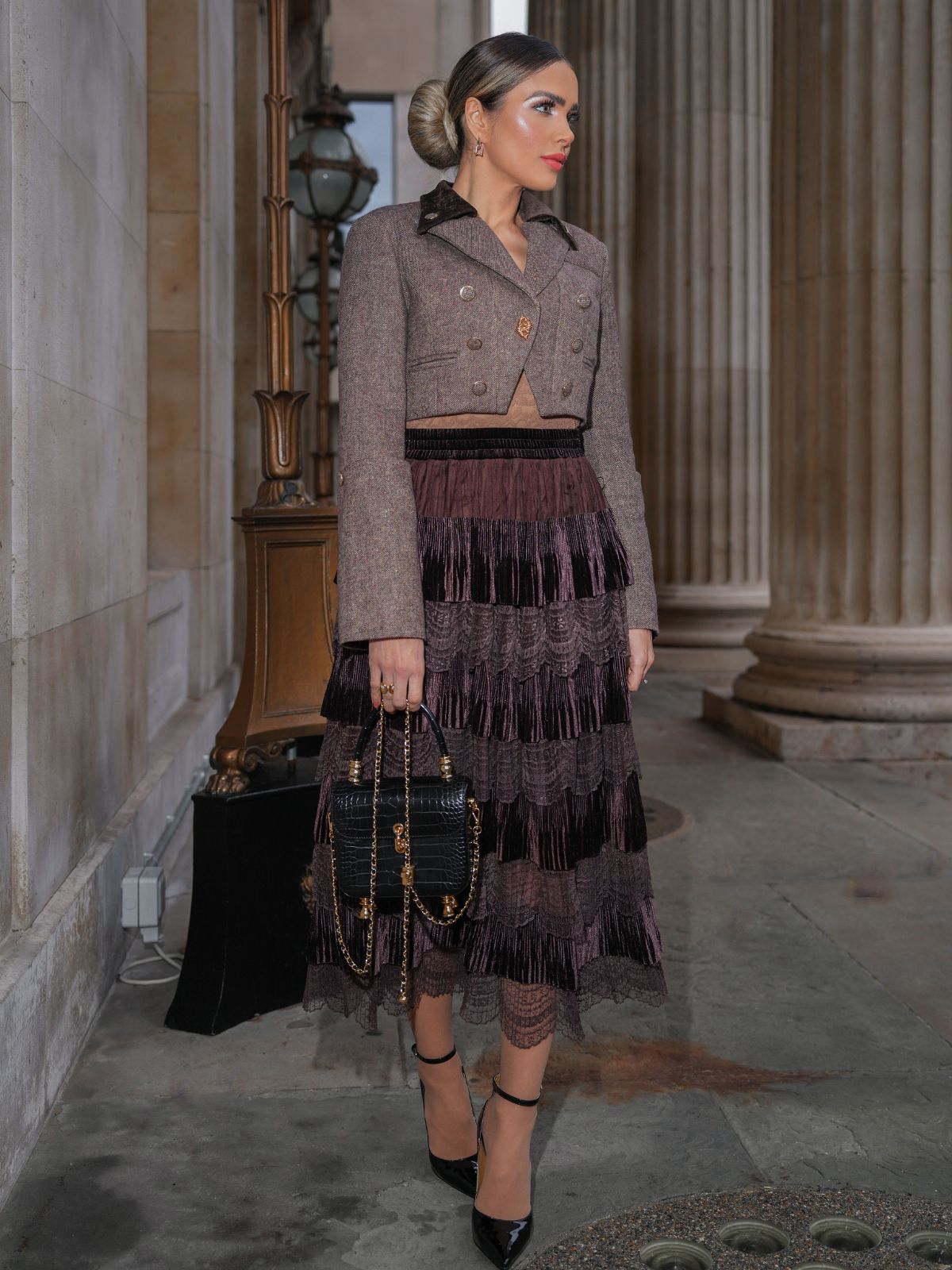 Final Sale | Velvet Lace Patchwork Cake Skirt