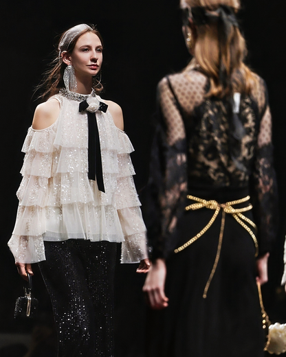 Textured Pleated Ruffle Blouse (Detachable Ribbon Tie Included)