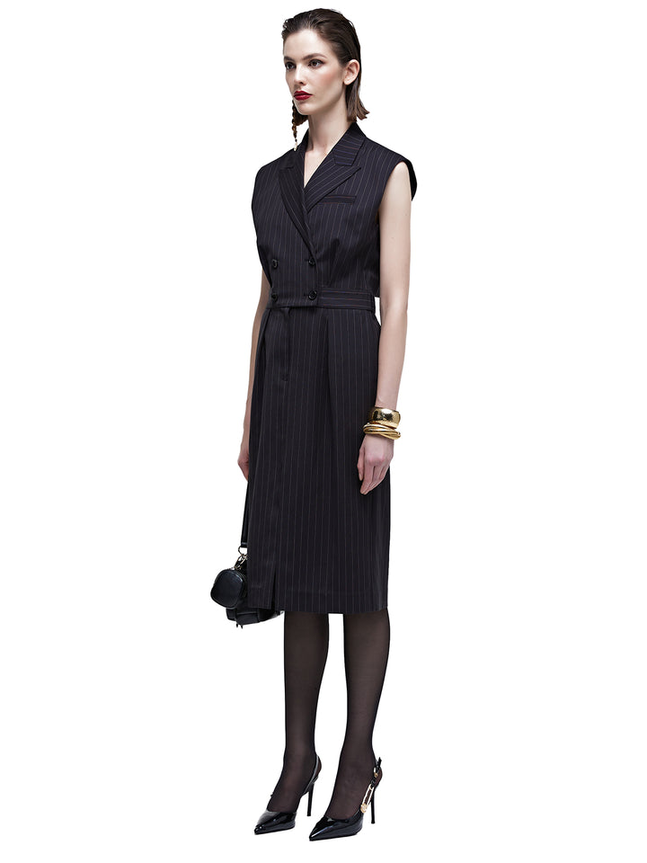 Deconstructed Pin Striped Suit Dress