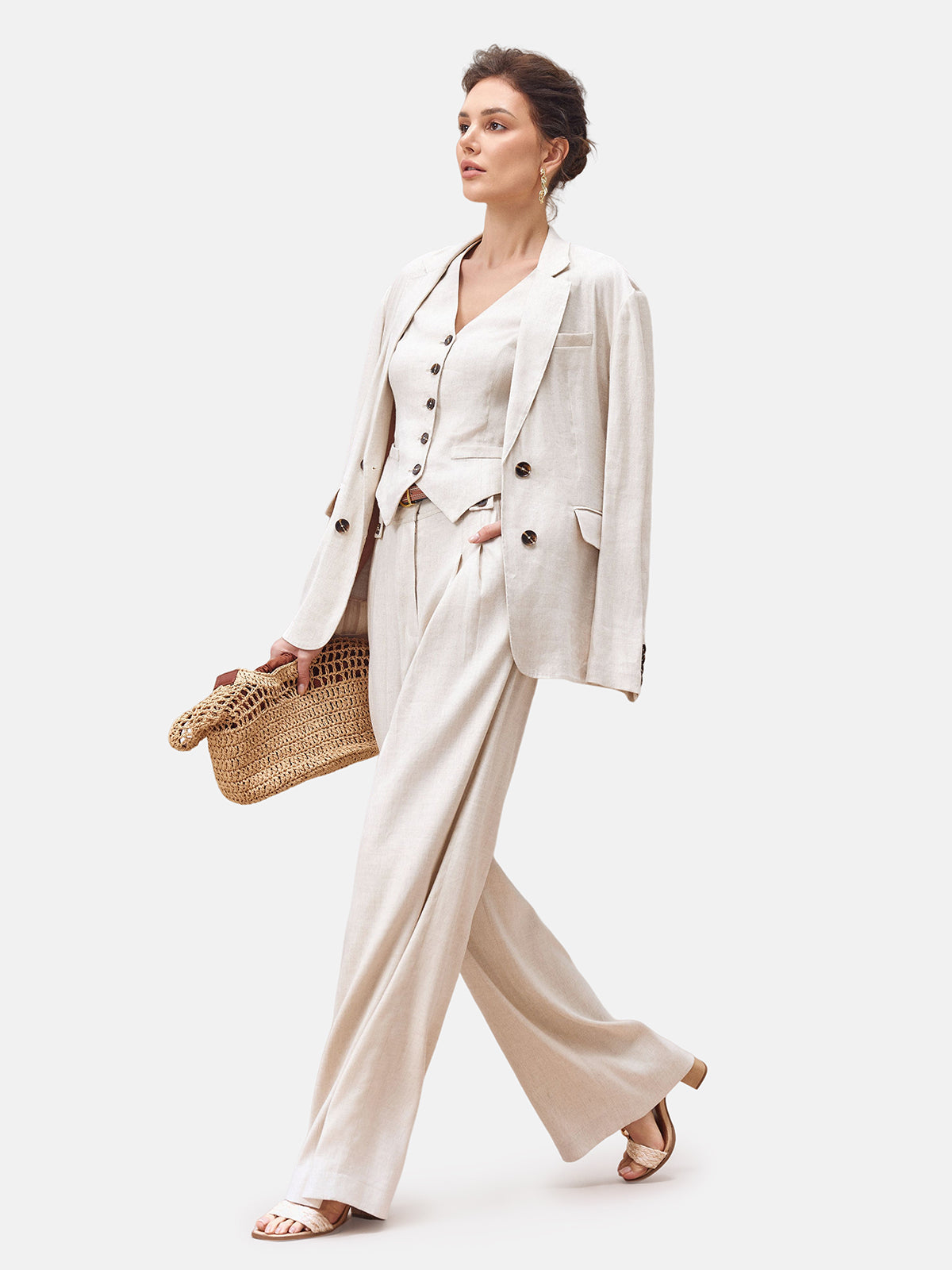 French-Origin Stretch Linen Wide-leg Pants