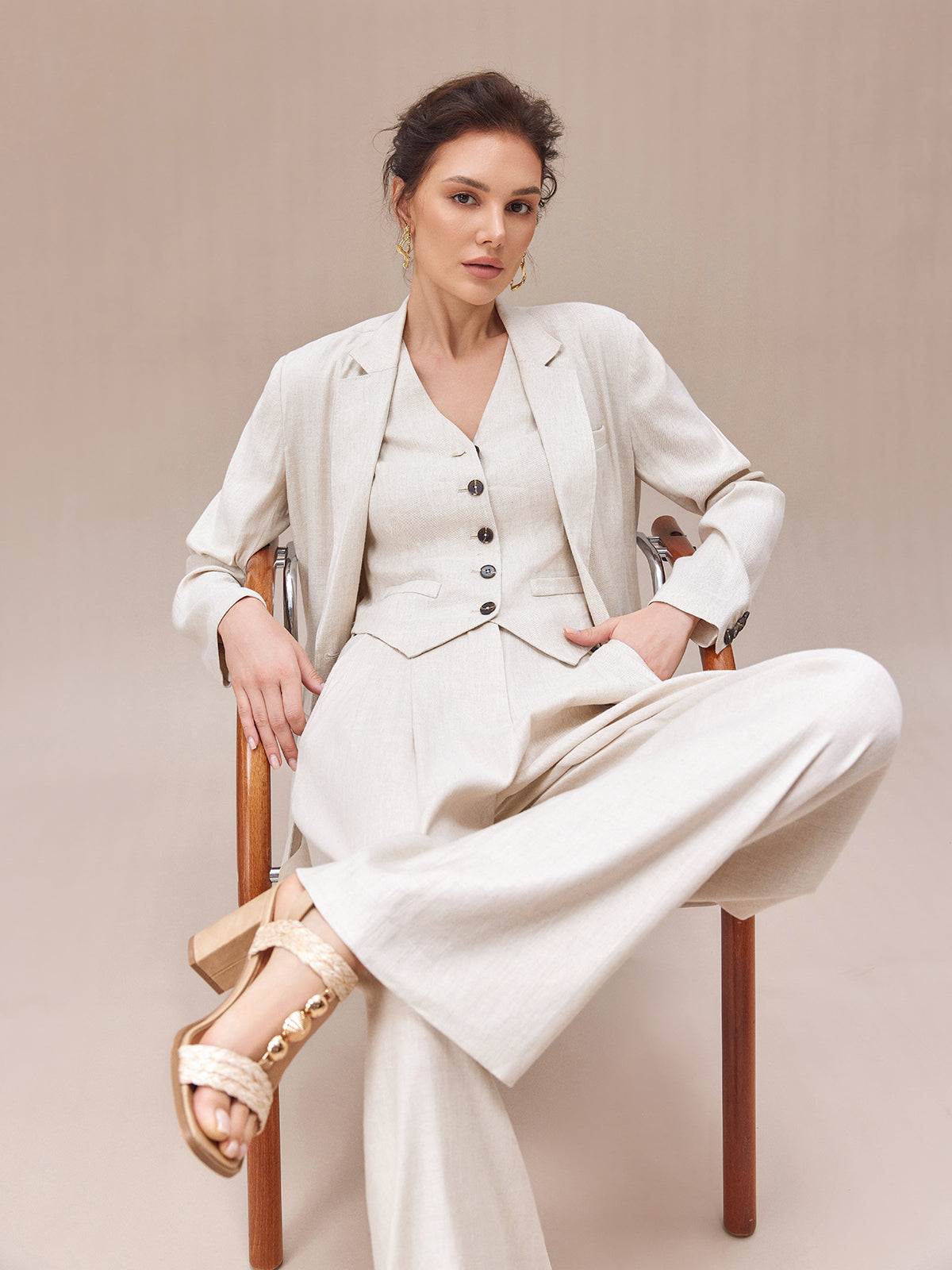 French-Origin Stretch Linen Wide-leg Pants