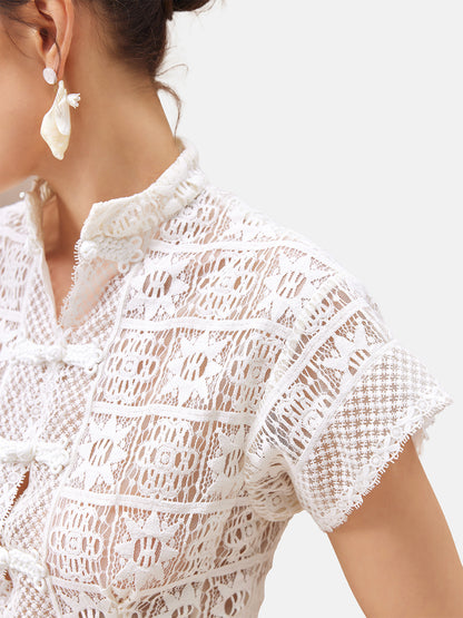 Craftsmanship Delicate Buttoned Lace Shirt