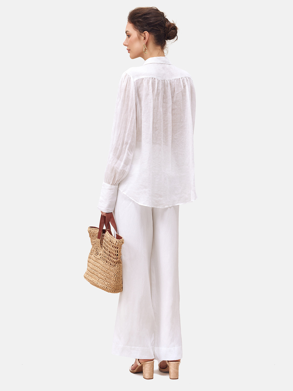 Lightweight Pleated Linen Blouse