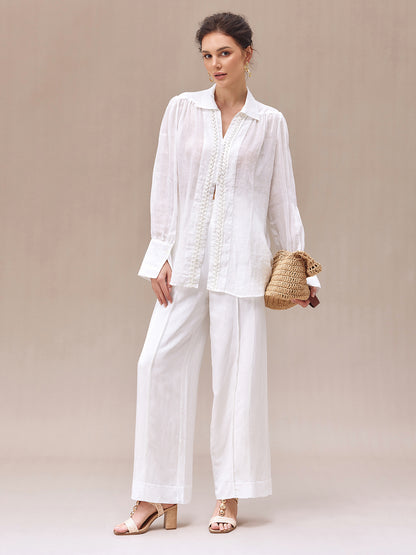 Lightweight Pleated Linen Blouse