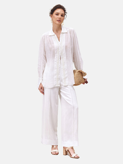 Lightweight Pleated Linen Blouse