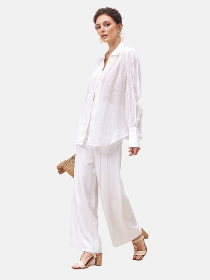 Lightweight Pleated Linen Blouse