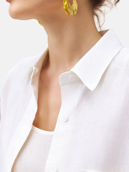 Minimalist Linen Cardigan Shirt