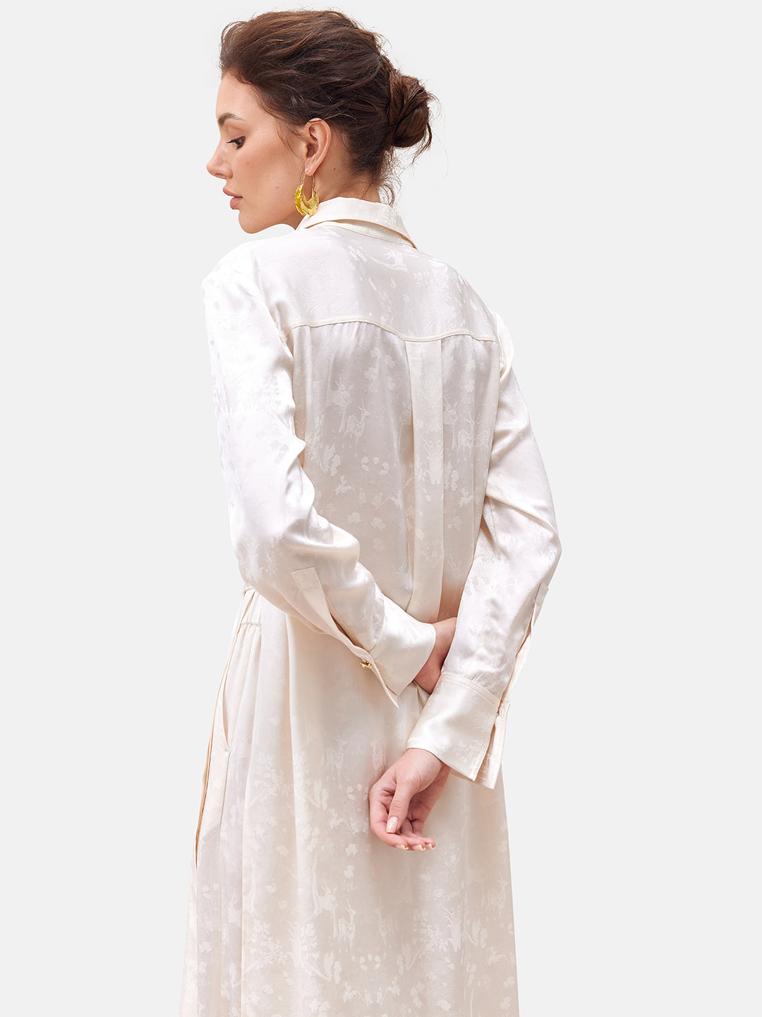 Jacquard Silky Deconstructed Long Shirt