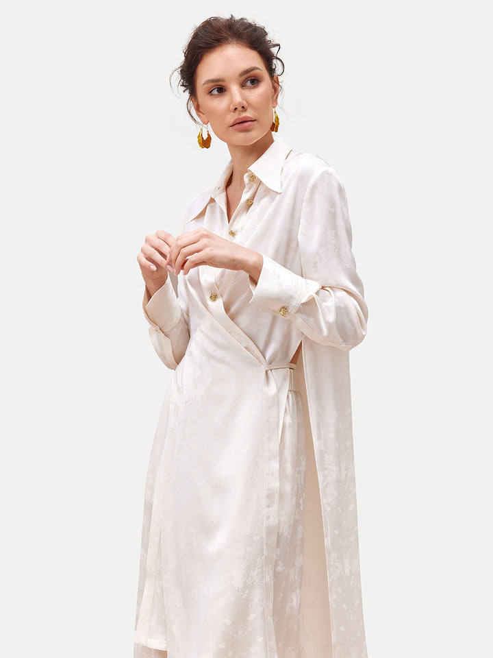 Jacquard Silky Deconstructed Long Shirt