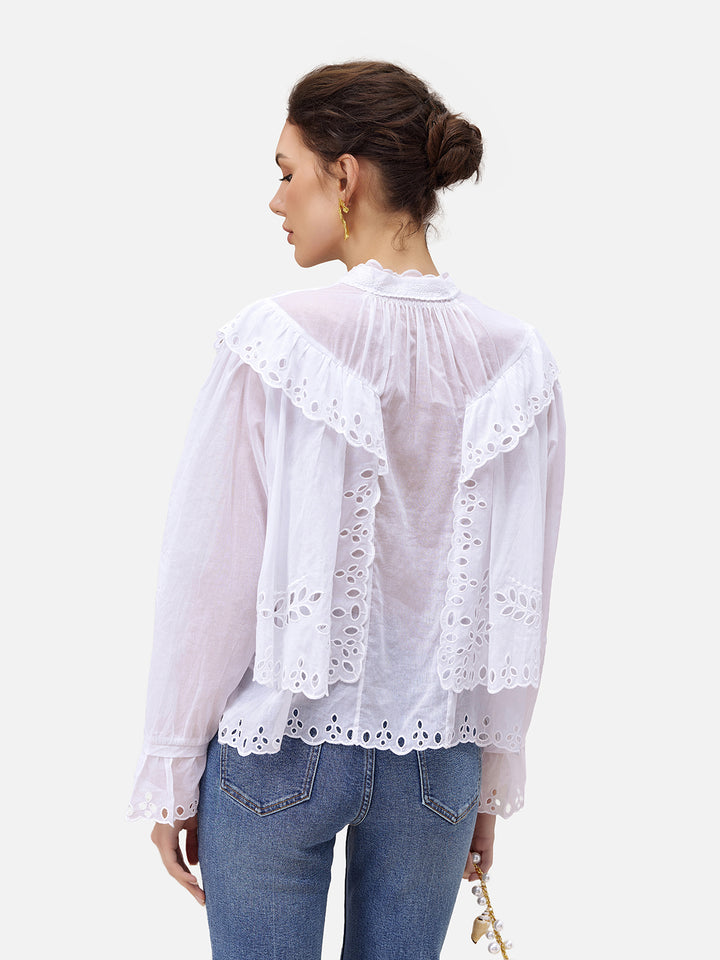 Cotton Positioning Embroidered Shirt