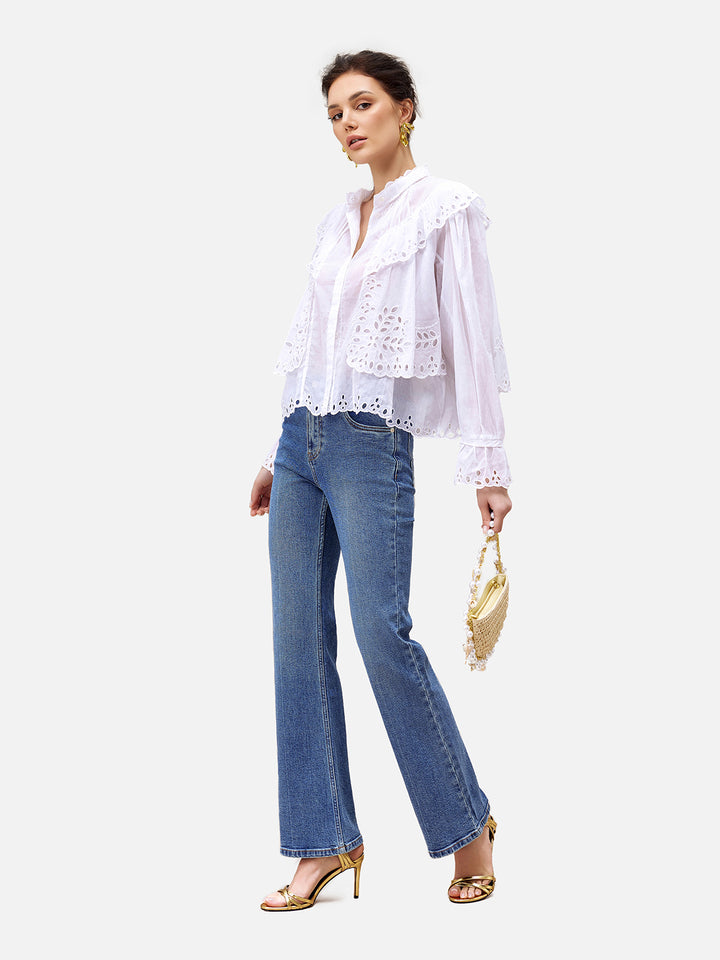Cotton Positioning Embroidered Shirt
