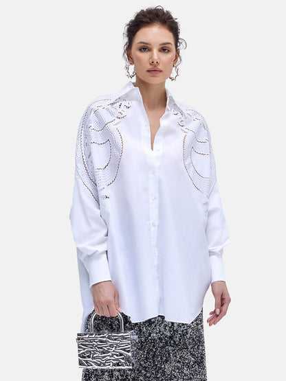 Handcrafted Hollow-out Embroidered Sequin Top