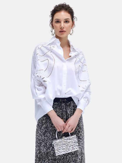 Handcrafted Hollow-out Embroidered Sequin Top