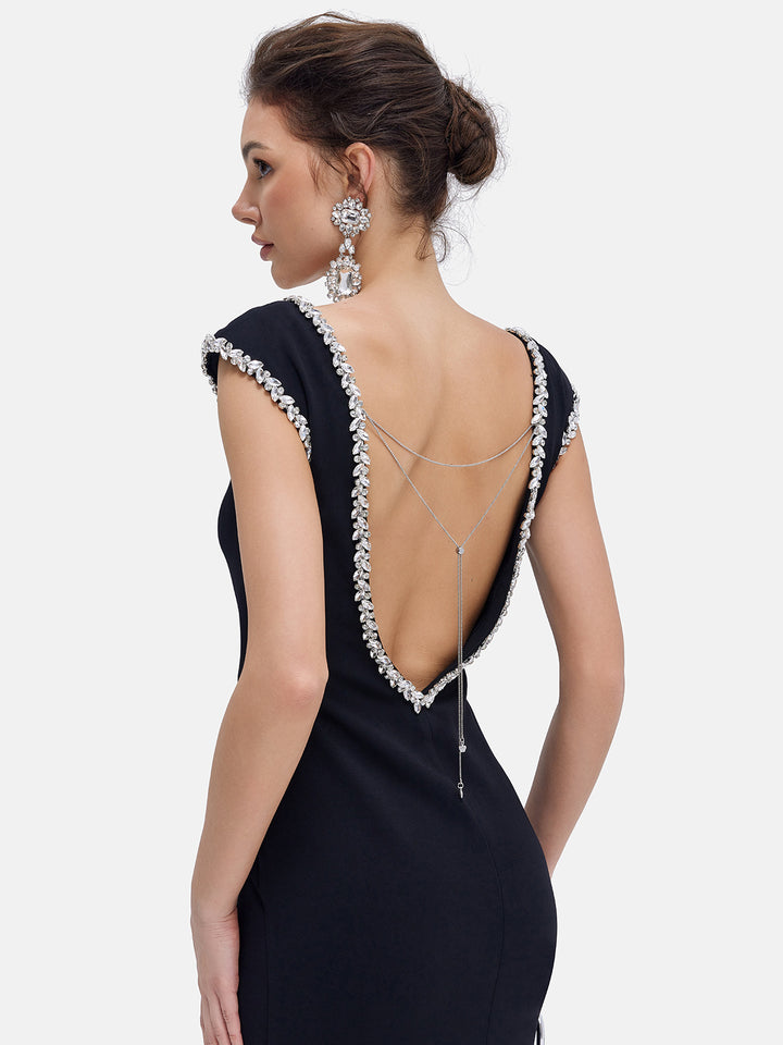 Elegant Beaded Heart Neckline Dress