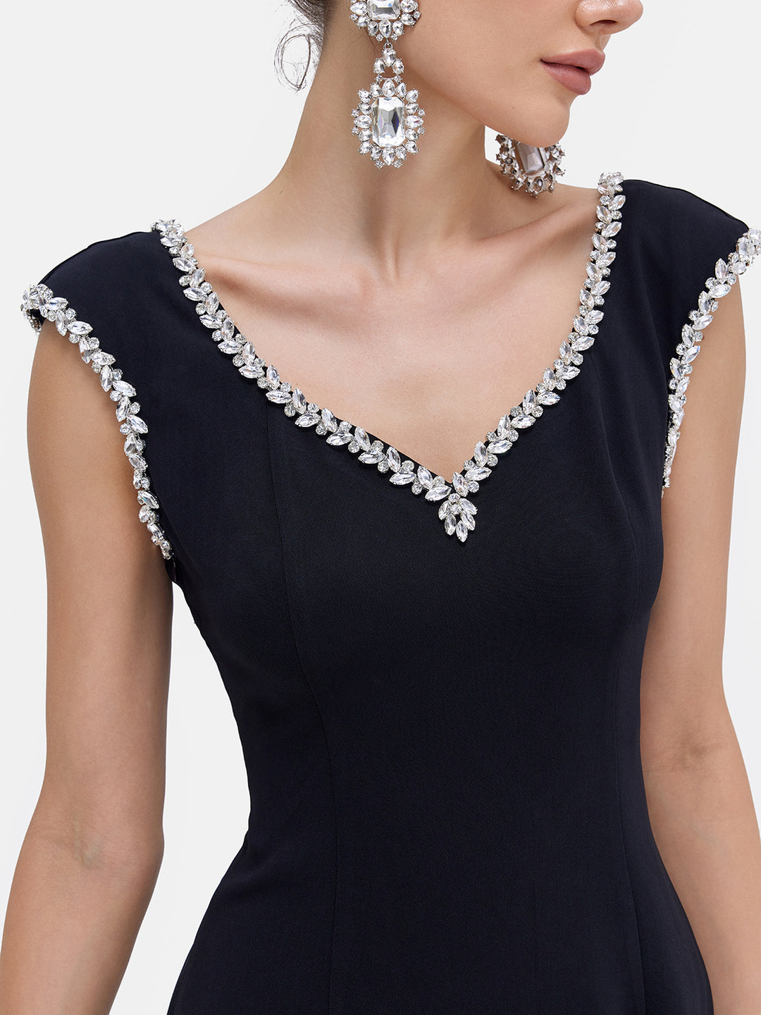 Elegant Beaded Heart Neckline Dress