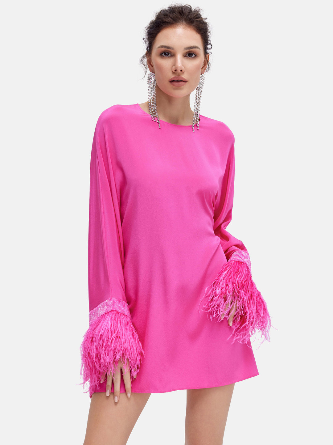 Pink Feather Silk Dress
