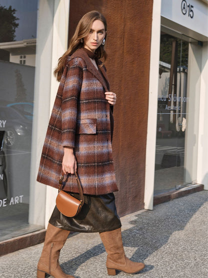 Bolivian Wool Checked Hooded Coat