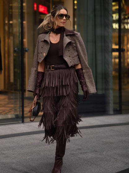 Western Knight Fringe Skirt