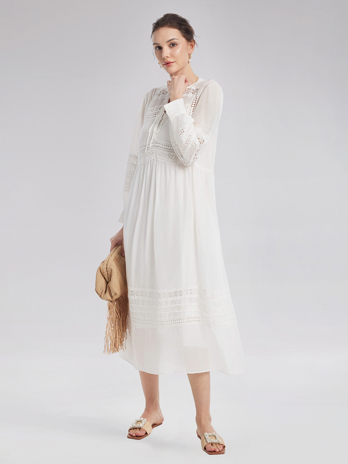 Final Sale | Cutout Embroidered Lacing Dress