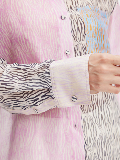 Colorblock Zebra Print Shirt