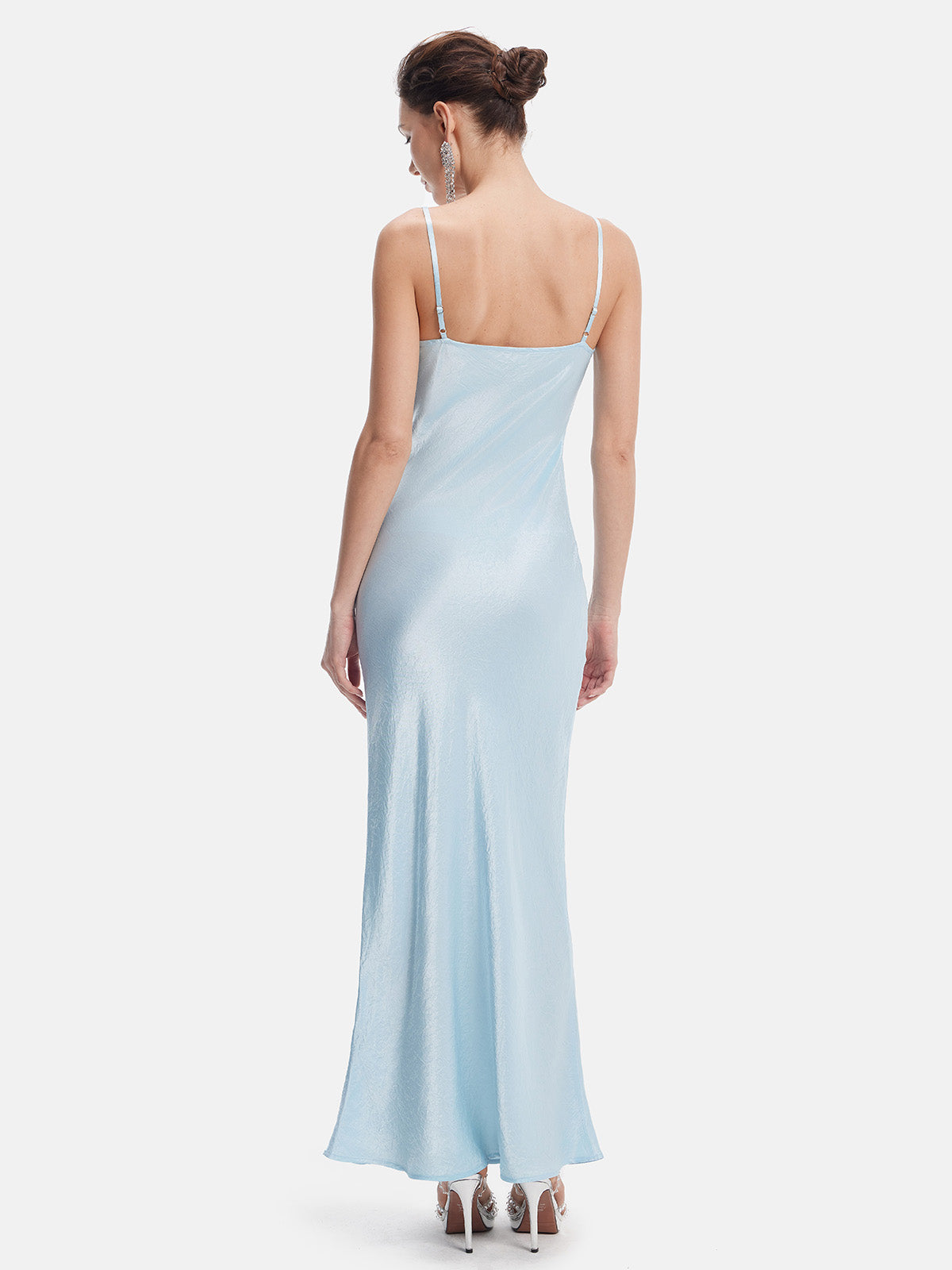 Sky Blue Satin Cami Dress