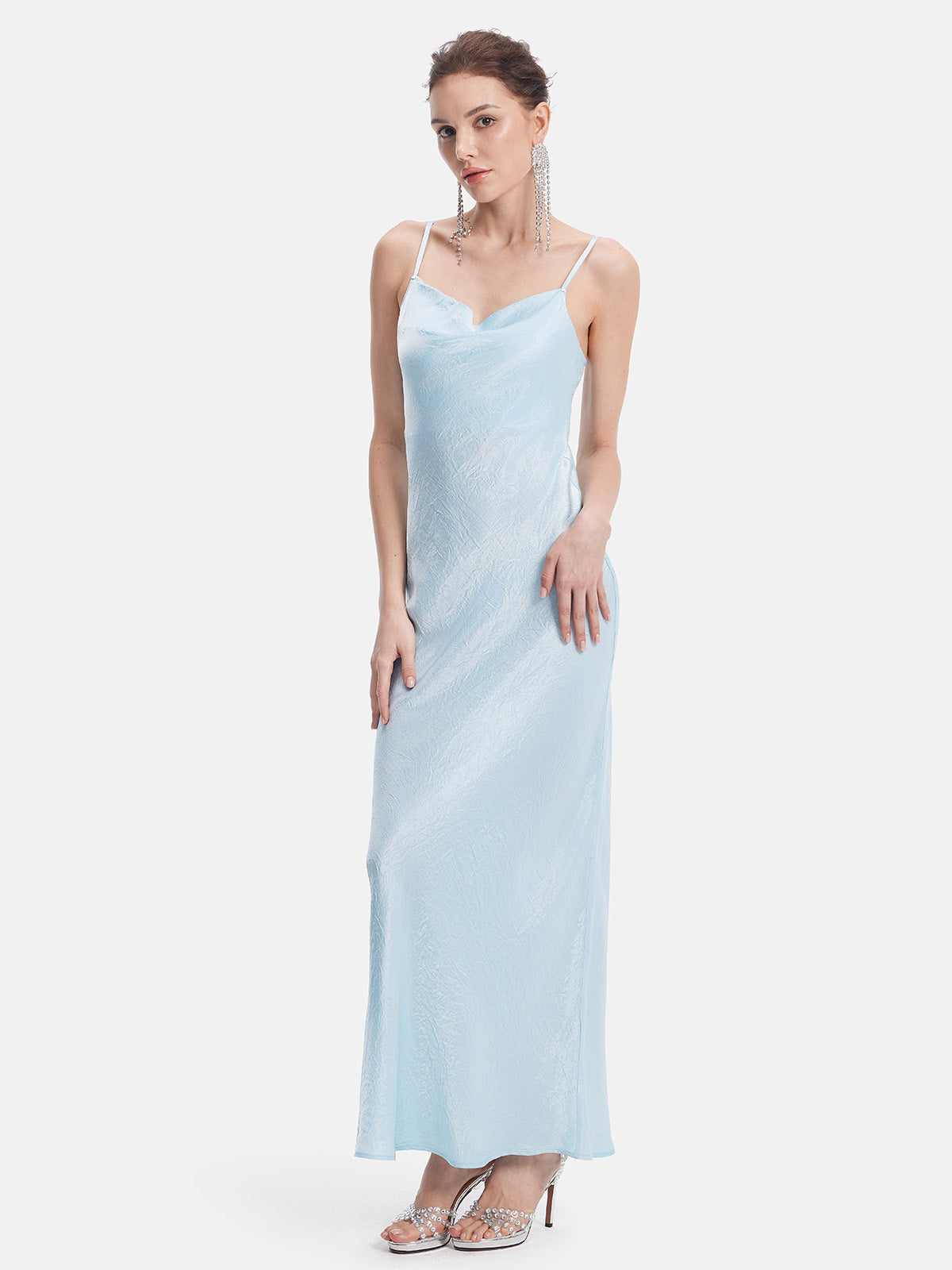 Sky Blue Satin Cami Dress