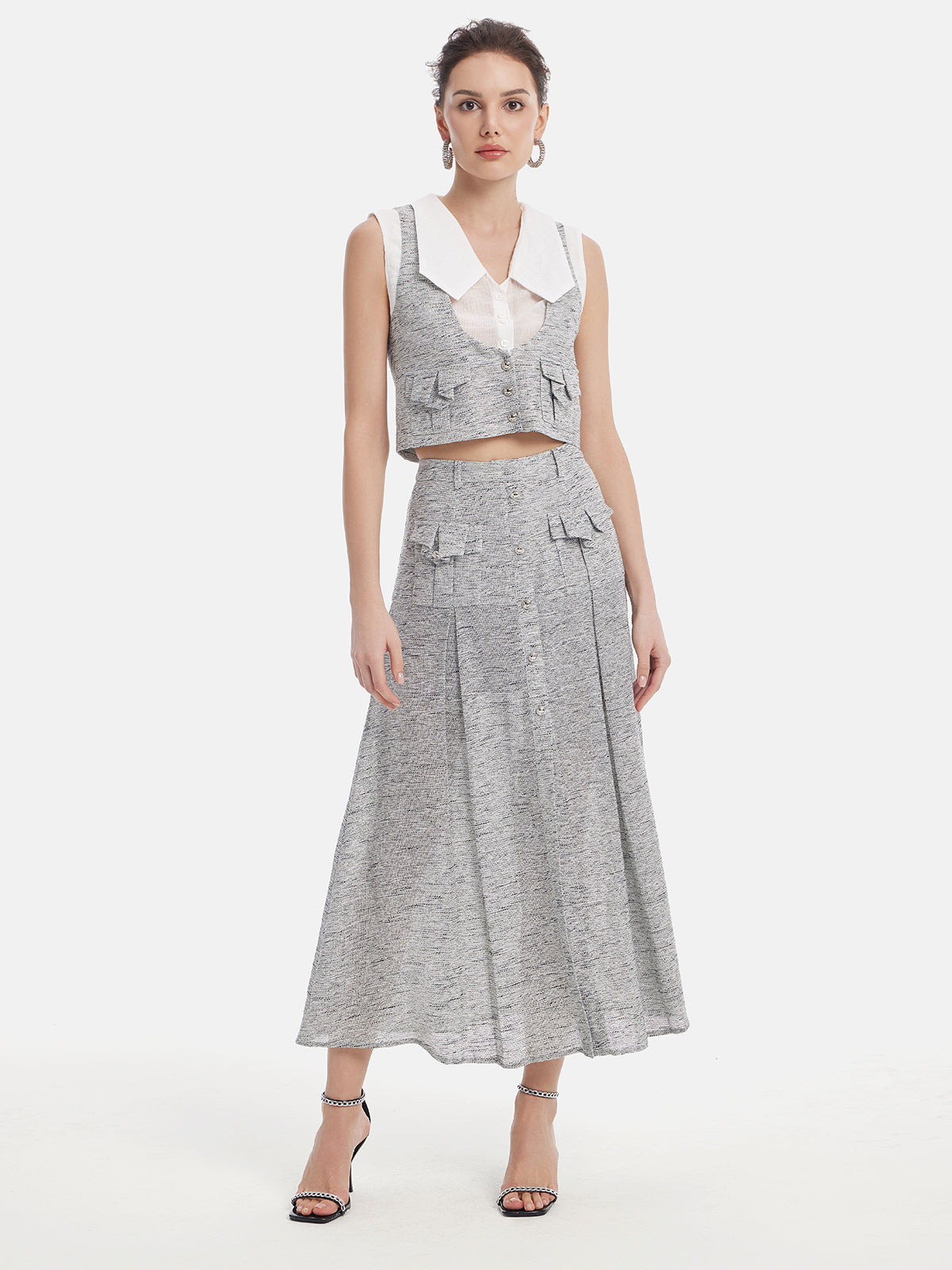 Final Sale | Light Grey Minimalist A-line Skirt
