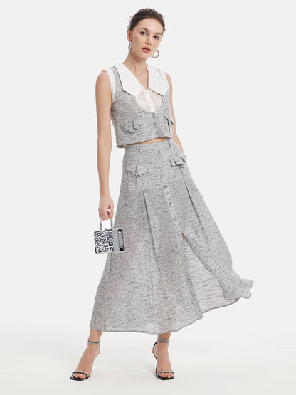 Light Grey Minimalist A-line Skirt