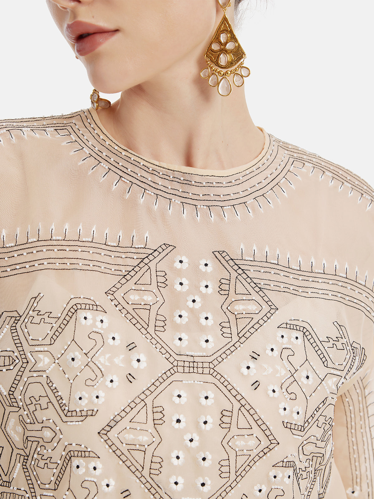 Moroccan-inspired Embroidered Silk Top