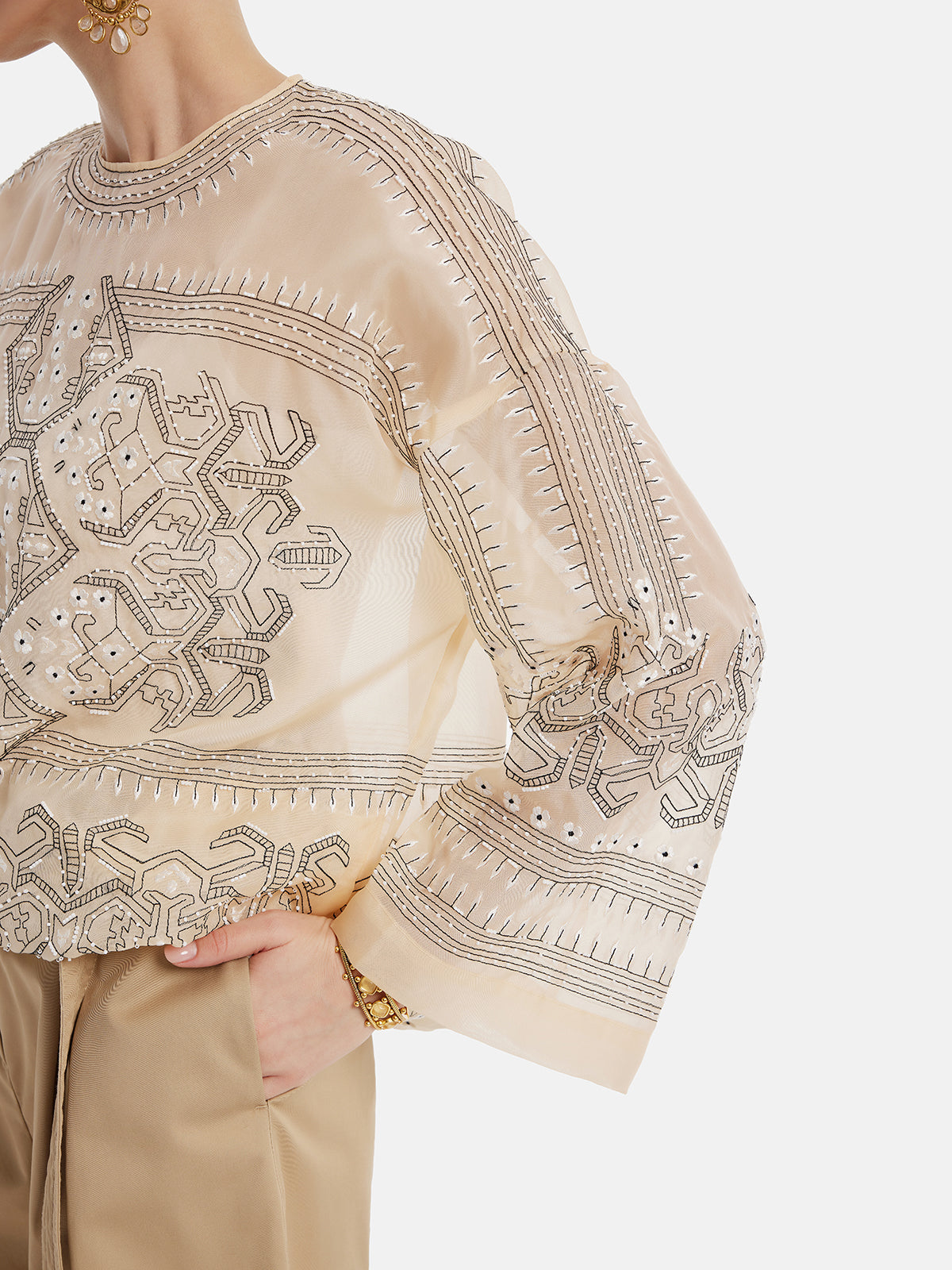 Moroccan-inspired Embroidered Silk Top