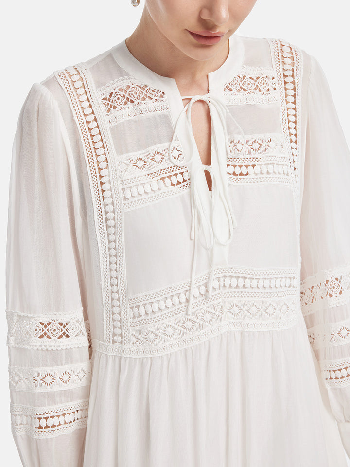 Cutout Embroidered Lacing Dress